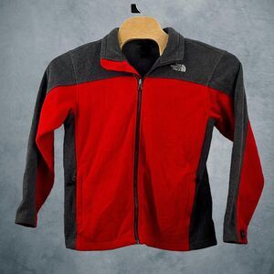 The North Face Boys‎ Red And Grey Fleece Jacket Size XL 18-20 Full Zip Outdoors